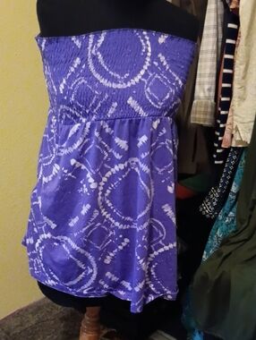 No Boundaries Purple Tie-Dye Strapless Smocked Bust Camisole